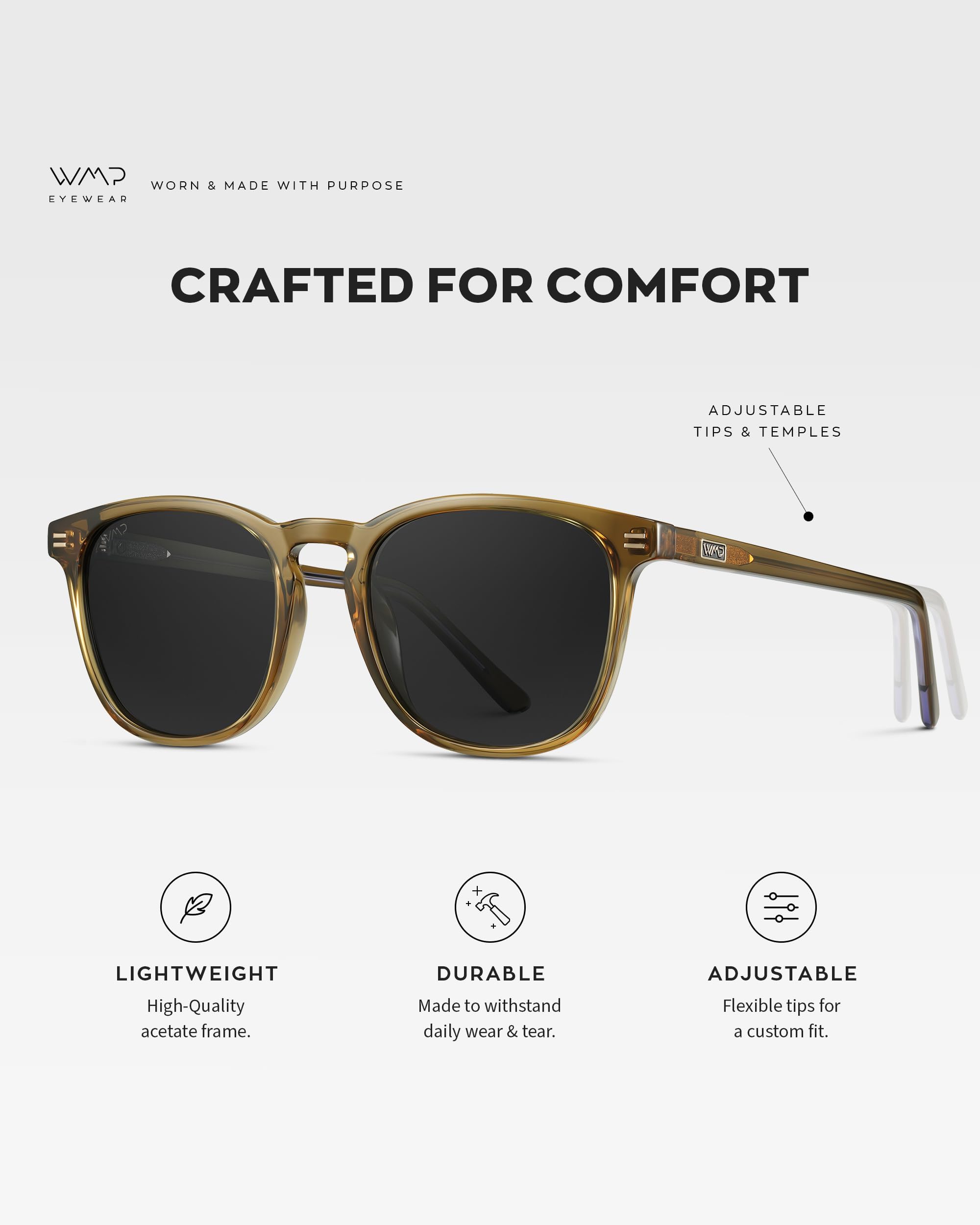 WearMe Pro WMP Eyewear - Men's Polarized Modern Rounded Square Sunglasses