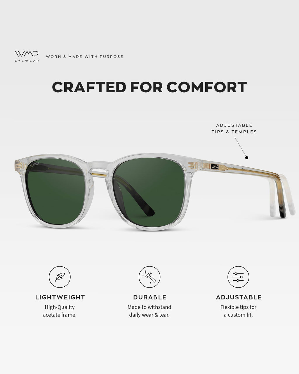 WearMe Pro WMP Eyewear - Men's Polarized Modern Rounded Square Sunglasses
