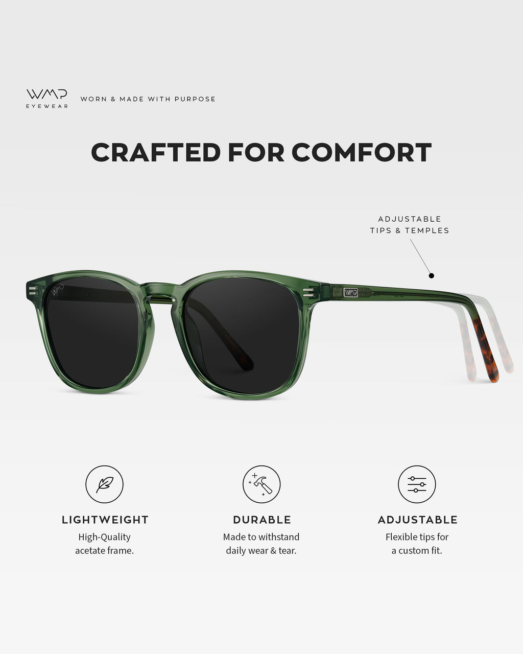 WearMe Pro WMP Eyewear - Men's Polarized Modern Rounded Square Sunglasses